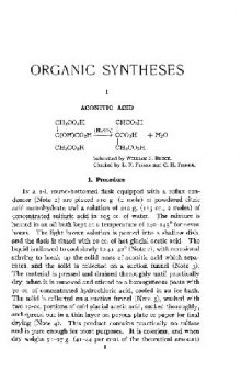 Organic Syntheses An annual publication of satisfactory methods