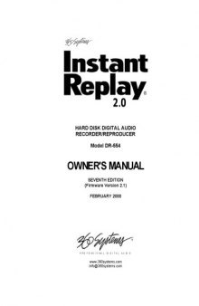 360 SYSTEMS DR552 Instant Replay 2.0 HD Digital Audio Recording, Reproduction