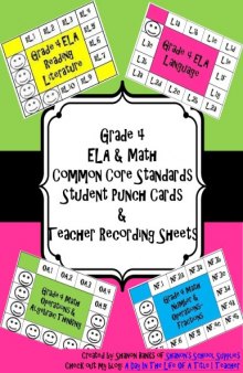 4th Grade Math and ELA Common Core Punch Cards and Recording Sheets