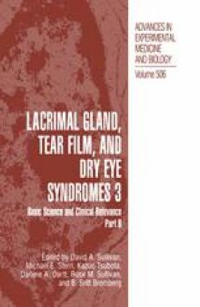 Lacrimal Gland, Tear Film, and Dry Eye Syndromes 3: Basic Science and Clinical Relevance Part B