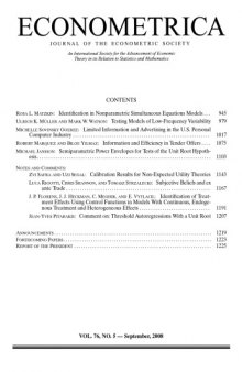 Econometrica (2008) Vol. 76 N° 5 