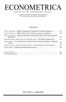 Econometrica (2011) Vol. 79 N°2 