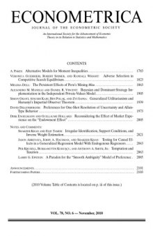 Econometrica (2010) Vol. 78 N°6 