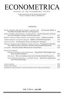 Econometrica (2009) Vol. 77 N°4 