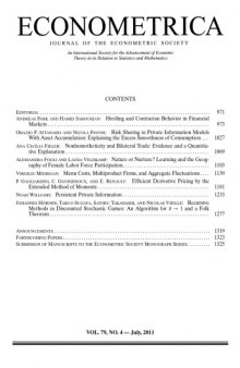 Econometrica (2011) Vol. 79 N°4 