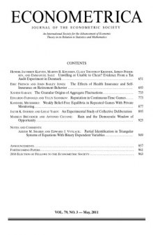 Econometrica (2011) Vol. 79 N°3 