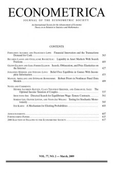 Econometrica (2009) Vol. 77 N°2 volume 77 issue 2