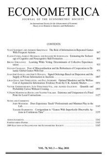 Econometrica (2010) Vol. 78 N°3 