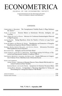 Econometrica (2009) Vol.77 N°5 volume 77 issue 5