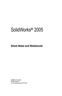 SolidWorks 2005 Sheet Metal and Weldments