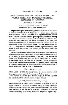 The Adhesion Between Mercury, Water, and Organic Substances, and the Fundamental Principles of Flotation