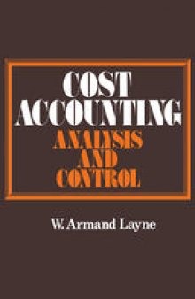 Cost Accounting: Analysis and Control