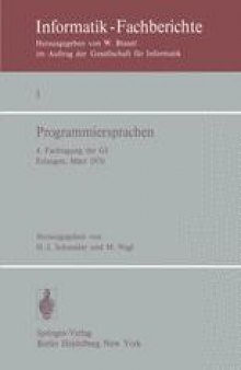 Programmiersprachen: 4. Fachtagung der GI Erlangen, 8.–10. März 1976