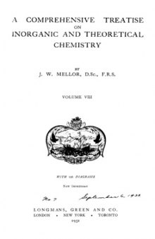 A comprehensive treatise on inorganic and theoretical chemistry vol.VIII N, Cl