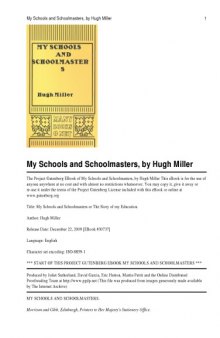 An Autobiography. My Schools and Schoolmasters; Or, the Story of My Education. By Hugh Miller.