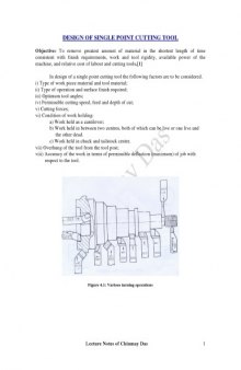 Lecture notes on Design of single point cutting tool