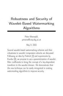 Robustness and Security of Wavelet-Based Watermarking Algorithms