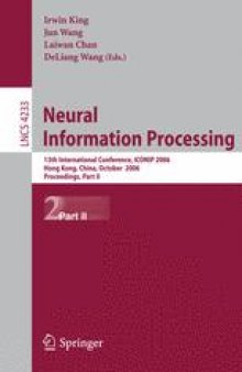 Neural Information Processing: 13th International Conference, ICONIP 2006, Hong Kong, China, October 3-6, 2006. Proceedings, Part II