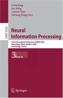 Neural Information Processing: 13th International Conference, ICONIP 2006, Hong Kong, China, October 3-6, 2006. Proceedings, Part III