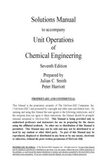 Unit Operations of Chemical Engineering, 7th Edition, solutions manual only