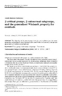 F-critical groups, F-subnormal subgroups, and the generalised Wielandt property for residuals