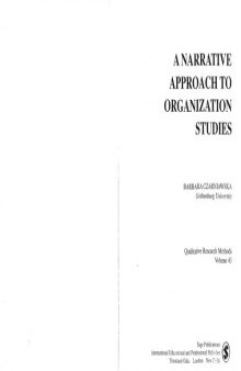 A Narrative Approach to Organization Studies (Qualitative Research Methods)