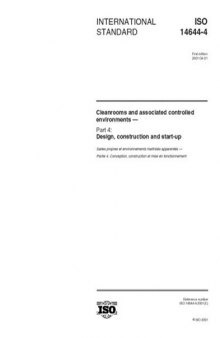 ISO 14644-4:2001, Cleanrooms and associated controlled environments -- Part 4: Design, construction and start-up
