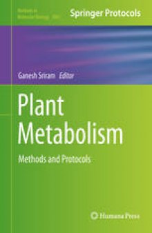 Plant Metabolism: Methods and Protocols