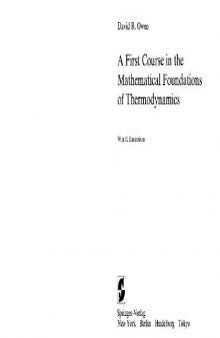 A First Course in the Mathematical Foundations of Thermodynamics (Undergraduate Texts in Mathematics)
