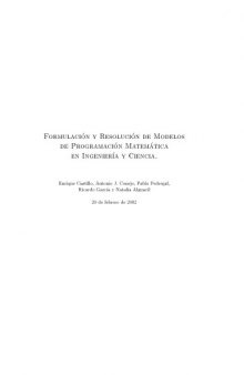 Formulacion y Resolucion de Modelos de Programacion Matematica en Ingenieria y Ciencia