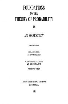 Foundations of the theory of probability; 