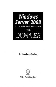 Windows server 2008 for dummies