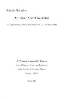 Instructors Solution Manual to Artificial Neural Networks 