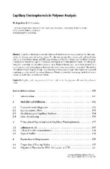 Capillary Electrophoresis in Polymer Analysis