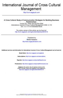 A Cross Cultural Study of Communication Strategies for Building Business Relationships