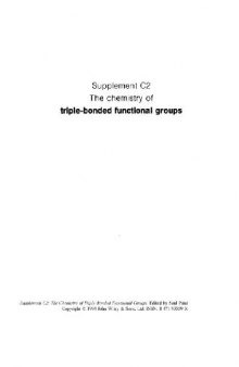 Supplement C2: The Chemistry of Triple-Bonded Functional Groups Volume 2