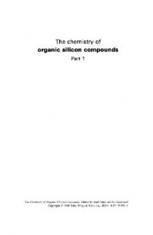 The Chemistry of Organic Silicon Compounds