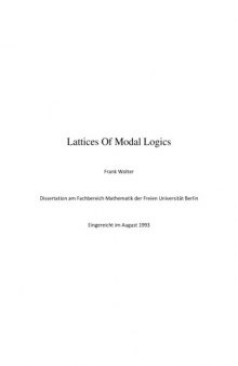 Lattices of Modal Logics [PhD Thesis]