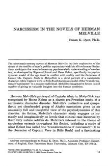  65 PSYCHIATRIC QUARTERLY Narcissism in the novels of Herman Melville