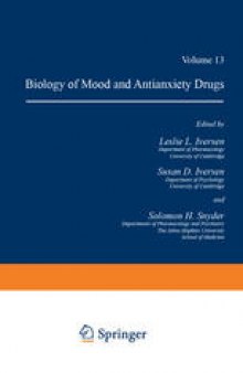 Handbook of Psychopharmacology: Volume 13 Biology of Mood and Antianxiety Drugs