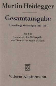Geschichte der Philosophie von Thomas von Aquin bis Kant (Wintersemester 1926–27)