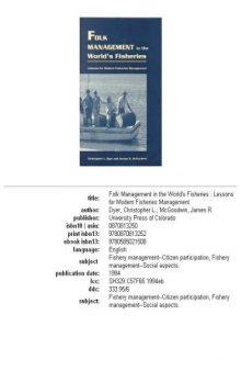 Folk management in the world's fisheries: lessons for modern fisheries management