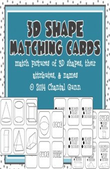 3D Shape Matching Cards Pictures, Attributes, & Name of Shape