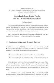 Knuth Equivalence, Jeu de Taquin, and the Littlewood-Richardson Rule [Appendix 1 to Chapter 7 in: R. P. Stanley, Enumerative Combinatorics, vol. 2]