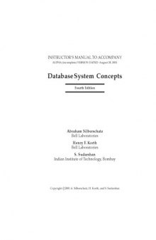 Instructor’s Manual Database System Concepts