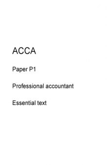 ACCA P1 Professional accountant Essential text 