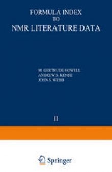 Formula Index to NMR Literature Data: Volume 2: 1961–1962 References