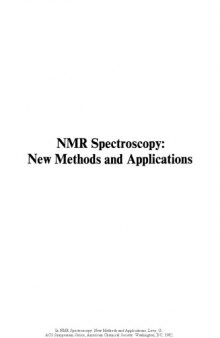 NMR Spectroscopy: New Methods and Applications