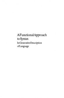 A Functional Approach to Syntax In Generative Description of Language