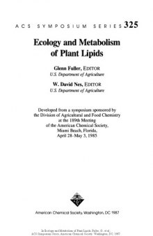 Ecology and Metabolism of Plant Lipids